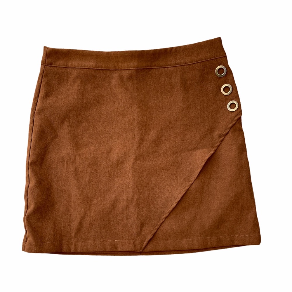 SHEIN Camel Tan Overlap Mini Skirt